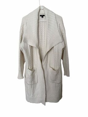 Simply Vera Wang Long Ivory Cable-Knit Shawl Collar Cardigan 1X